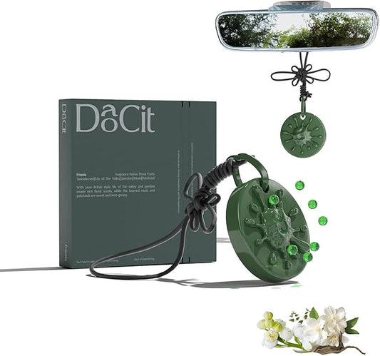 Car Air Freshener Hanging Essential Oil Diffuser with Bead Release Design, 40+ Days Long Lasting Scent for Men & Women, 7 Original + 14 Refills for Car/Home/Office, Freesia