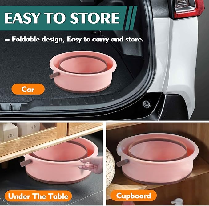 Collapsible Bucket 1.3 Gallon/5L Small Plastic ousehold Cleaning Mop Buckets Foldable Water Bucket for Car Wash Fishing Camping Beach (Pink)