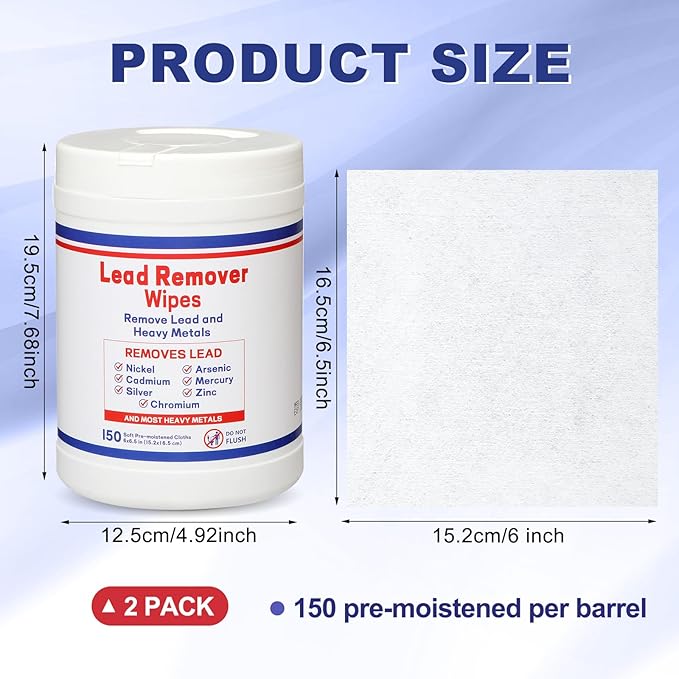 Nuanchu 2 Pack Lead Remover Wipes 300 Count Hand & Surface Cleaning Wipes for Shooting Effectively Removes Lead Dust Oil Grime Disposable Towels for Mechanics Construction DIY, 150 Count Per Canister