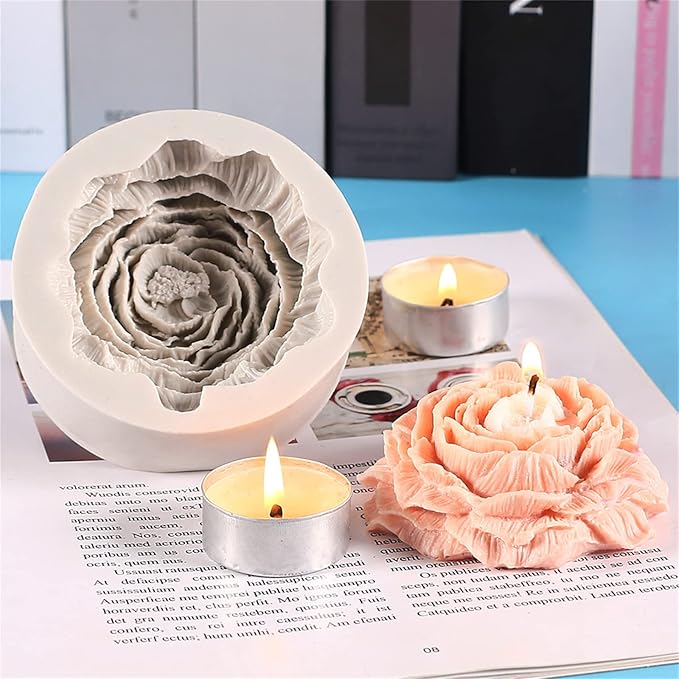 Peony Flower Candle Silicone Mold Soap Mold Fondant Chocolate Cake Candy Moulds Epoxy Resin Plaster Clay Baking Pastry Tools