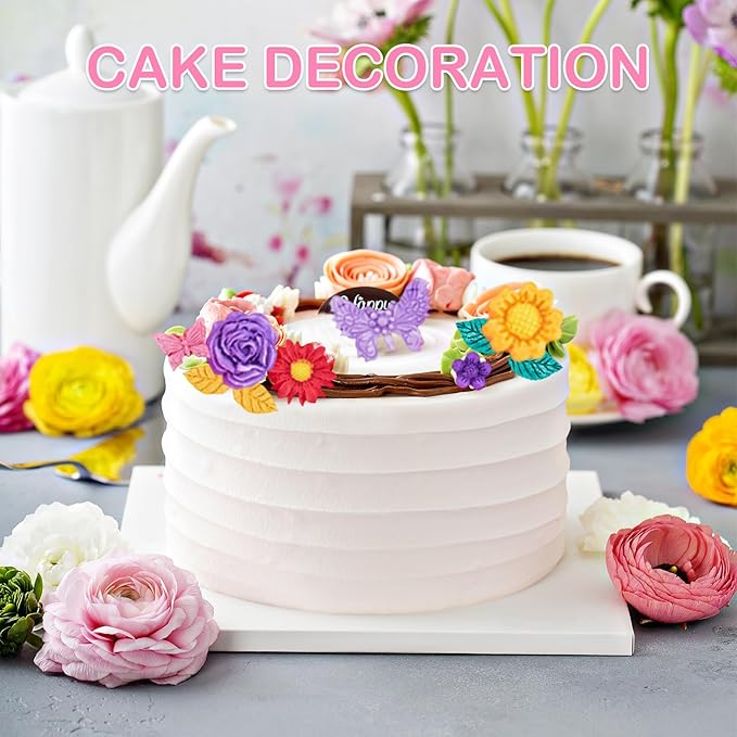 8-Pack Flower Molds Silicone, Fondant Molds, Flower Chocolate Mold, Leaf and Insect Assortment, for Clay Resin, Soap, Ice Cubes, Jelly, Wax, Baking and Cupcake Decoration