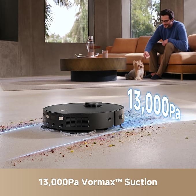 DREAME L40s Ultra CE Robot Vacuum and Mop Combo with Self-Emptying Dock, 13,000Pa Suction, Mop Self-Cleaning and Auto-Raising, Ultrasonic Carpet Sensing, Ideal for Pet Hair, Carpet and Hard Floors