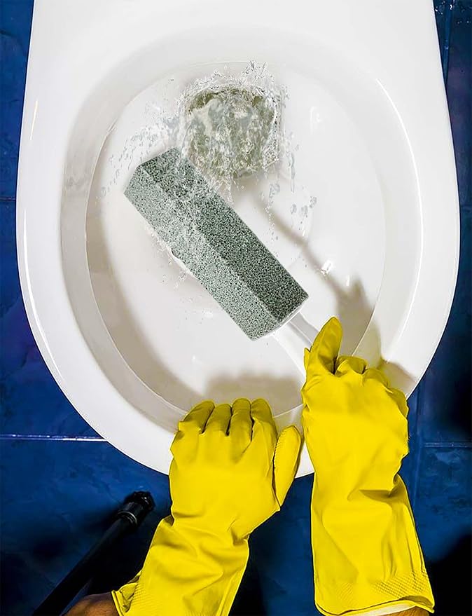 Pumice Stone for Toilet Cleaning with Handle Toilet Stone, Removing Hard Water Rings for Toilet Bowl Pool Bathtub, 4 Pack