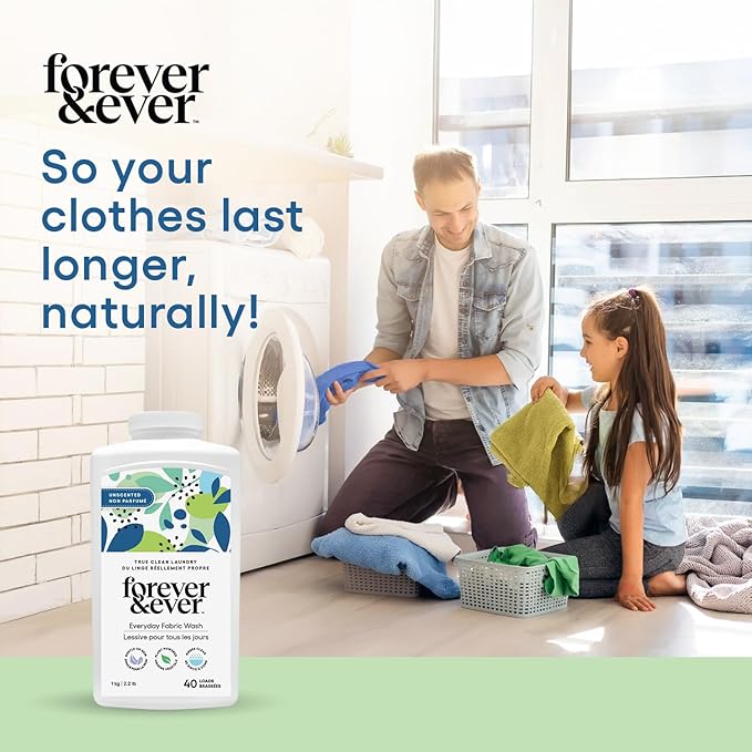 All Natural Laundry Detergent Powder, Unscented Powder Laundry Detergent, Fragrance Free, Organic, Biodegradable, High Efficiency Compatible Washing, Eco Friendly Premium Wash, 2.2lbs