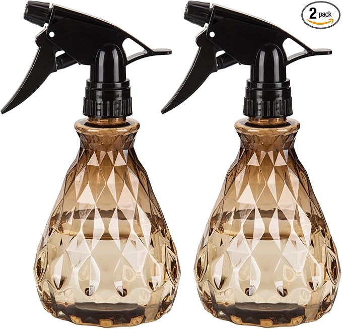 2 Pcs Spray Bottles, 500 ml/17 oz Empty Water Spray Bottles, Plastic Reusable Adjustable Mist Sprayer Squirt Bottles Containers Refillable for Cleaning Solutions, Gardening, Plants (Brown)
