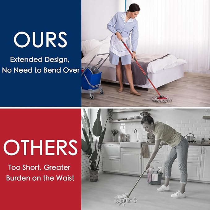 Spin Mop Handle Replacement Compatible with O Cedar Spin Mop and Bucket, 4-Section 29" to 56" Rotatable Mop Replace Handle, Mop Stick for Floor Cleaning (Mop Head & Base not Include)