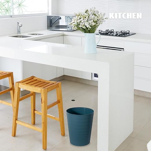 UUJOLY Small Bathroom Trash Can Wastebasket, Plastic Garbage Bin Container Basket for Bathrooms, Laundry Room, Kitchens, Offices, Kids Rooms, Dorms, Bluish Green, 1.8 Gallon