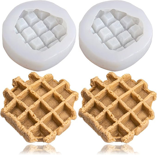 Wehous 2PCS Waffle Silicone Candle Molds, Waffles Bread Shape Candle Soap Mold, Silicone Fondant Chocolate Candy Dessert Cake Decor Mould, Mold for DIY Casting Clay Art Crafts Ornament