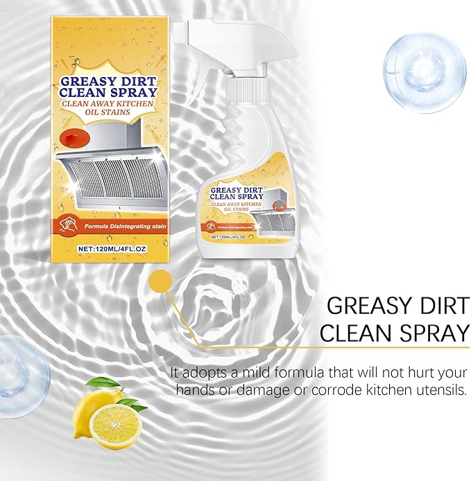 2025 New Greasy Dirt Clean Spray, Multifunctional Powerful Kitchen Foam Cleaner, Fast Foaming and Stain Removing, Heavy Oil Stain Cleaner Kitchen for Oven, Stove, Range Hood (1pcs)