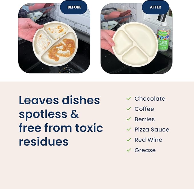 Truly Free Natural Concentrated Dish Detergent Dishwashing Liquid | Plant-Based Dish Soap | Sweet Basil Fresh Scent | Pack of 3