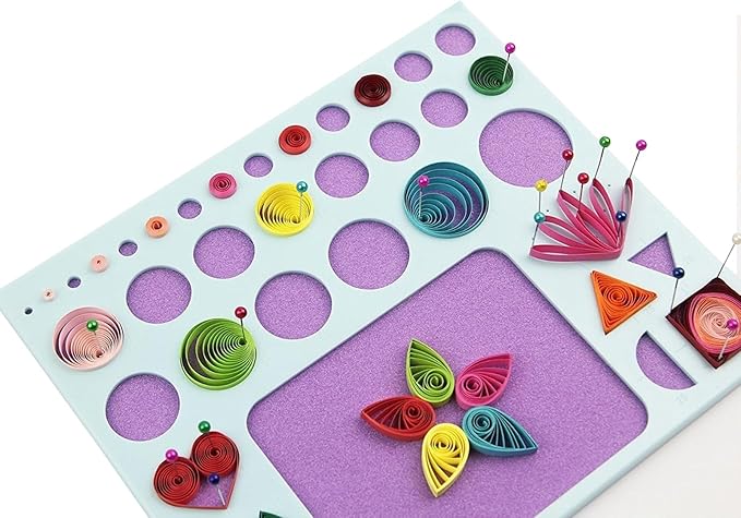 YURROAD 3 in 1 Paper Quilling Template Board with Pins Quilling Knitting Board Cork Shape Mold DIY Tool