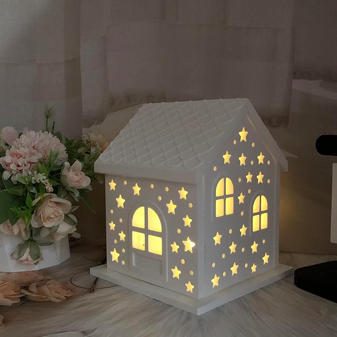 Decorative House Silicone Resin Mold Set, Christmas Night Light Casting Molds with Star Pattern, DIY Epoxy Craft