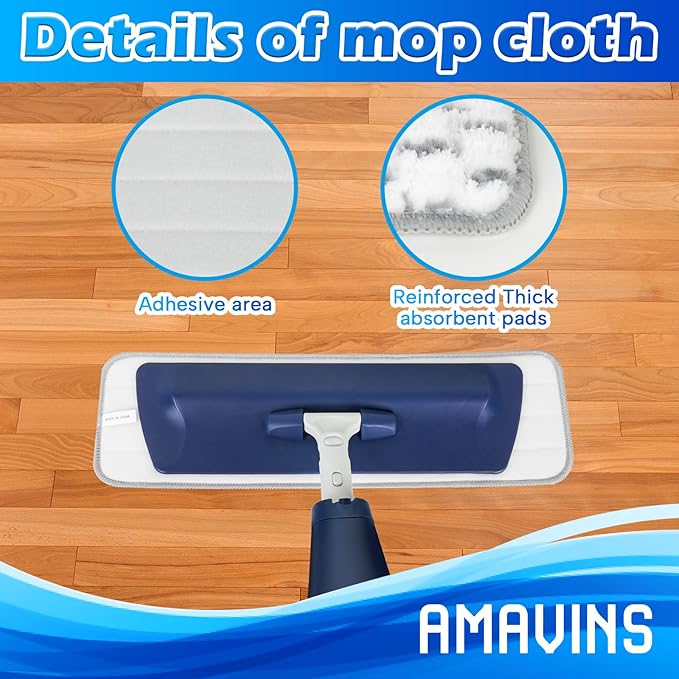 3 Pack Microfiber Cleaning Pads for Bona Mop for White Gray 18 inches, Reusable Microfiber Mop Pads for 18 Inch Mop, Hardwood Floor Replacement Cleaning Mop Pads, Machine Washes