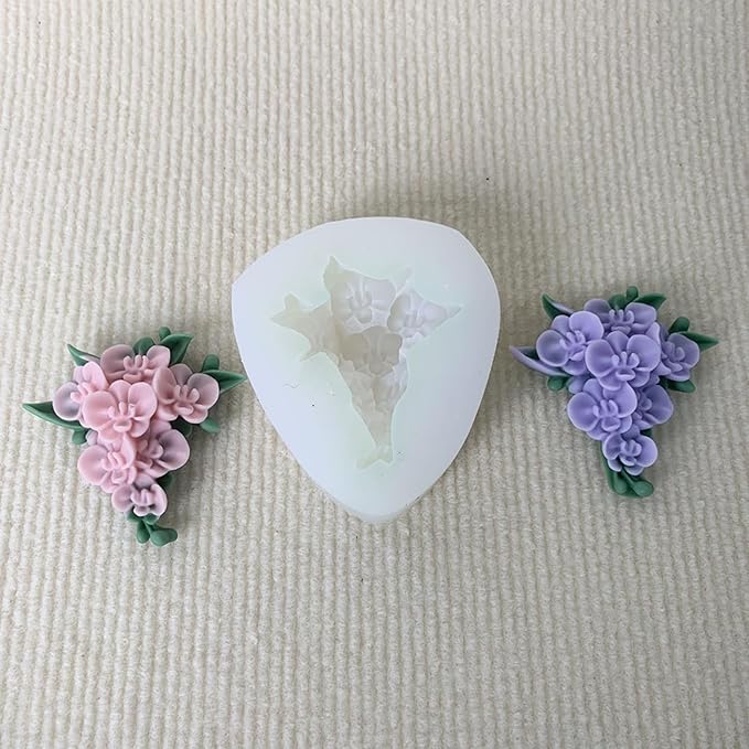 3D Flower Bouquet Candle Soap Silicone Molds Fondant Chocolate Candy Cake Decorating Mould Resin Clay Baking Pastry Tools (Moth Orchid)