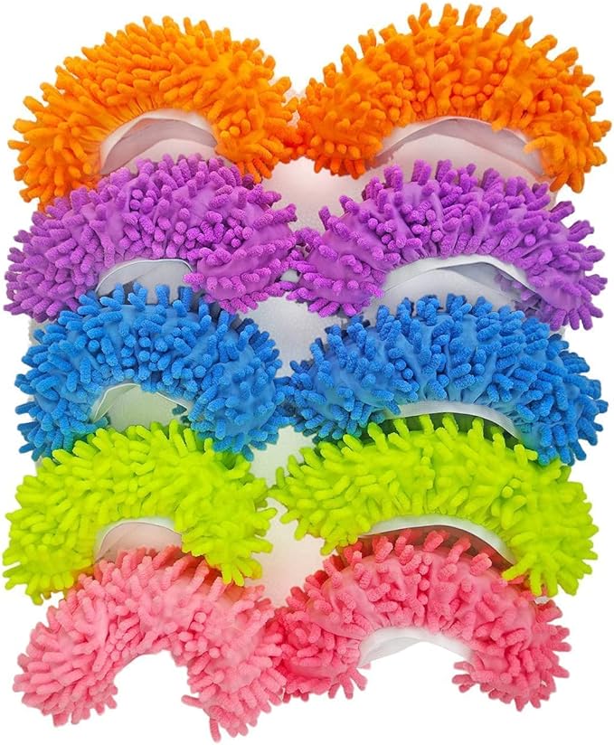 5 Pairs (10 Pieces) Multi-Function Dust Duster Mop Slippers Shoes Cover, Soft Washable Reusable Microfiber Foot Socks Floor Cleaning Tools Shoe Cover