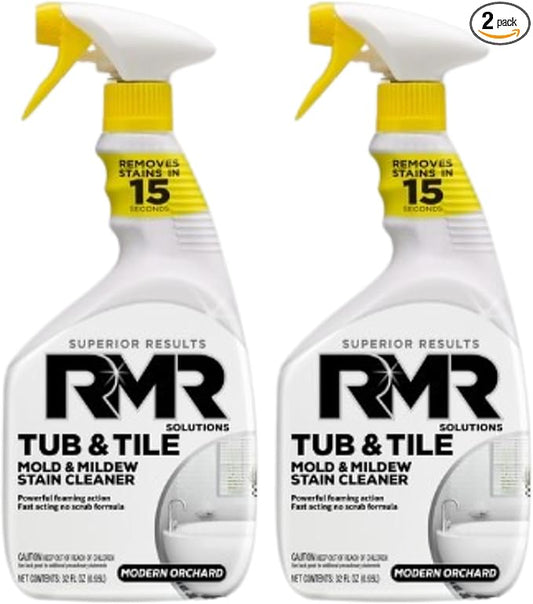 RMR - Tub and Tile Cleaner, Mold Stain & Mildew Stain Remover, Industrial-Strength, No-Scrub Cleaner, 32 Fl Oz, 2 Pack