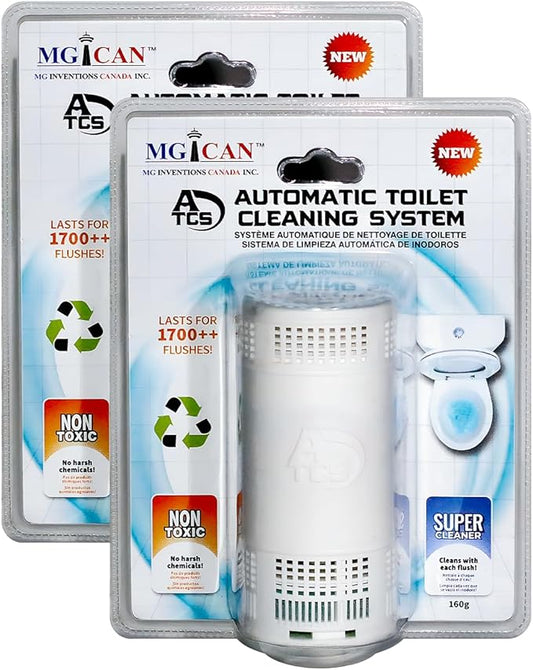 MGICAN Patented Automatic Toilet Cleaning System(ATCS) | Non-Toxic | Bleach Free & Long-Lasting | In Tank Toilet Bowl Cleaner | Cleans & Removes Stains in Every Flush| UL-Certified, 2 Pack