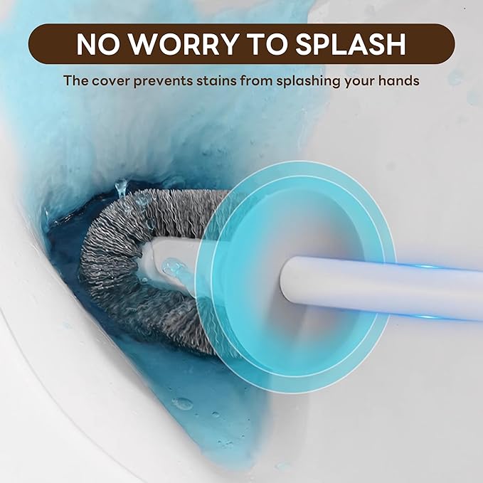 2 Pack Toilet Brush & Holder Set, Lightweight Plastic Handle, Space Saving for Storage, Deep Cleaning, Drip-Proof, Easy to Assemble, Nylon Bristles (2, White)