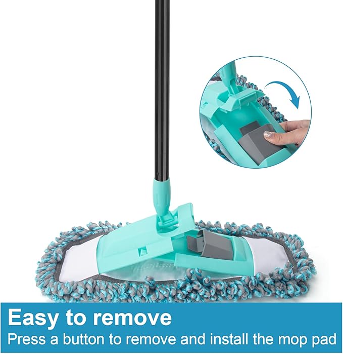 KeFanta Mops for Floor Cleaning with 2 Different Washable Mop Pads, Microfiber Dust Mop for Hardwood Floors with 57" Long Handle, Wet & Dry Mops for Pet Hair Dust Vinyl Wood Tile Laminate Flooring