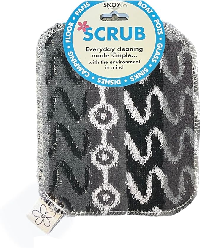 Skoy Scrub, 1-Piece Reusable, Non-Scratching Dish Scrubber for Kitchen and Household Cleaning, Planet-Friendly, Dishwasher Safe Soft Scrub, Monochromatic Colors