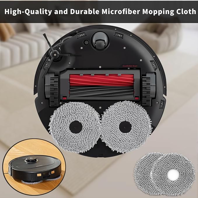 8Pack Microfiber Mop Cloth Pad Set for Q Revo, Qrevo MaxV, Qrevo S, Qrevo Pro, Qrevo Slim,Qrevo Curv,Qrevo S5V,Qrevo Edge S5A,Qrevo Master,Saros 10R,QV35A,QV 35S Roborock Robot Vacuum Mop Accessories