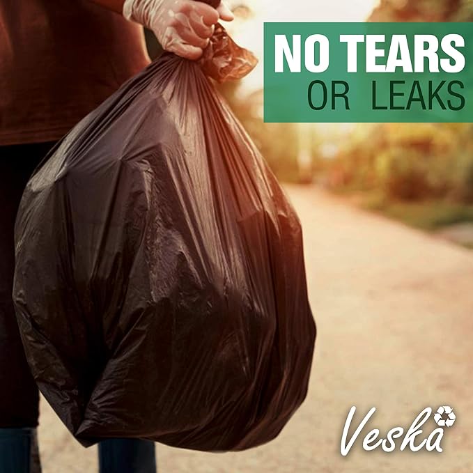 Veska 65 Gallon Trash Bags for Toter, (Value-Pack 50 Count w/Ties) Extra Large 64 Gallon Heavy Duty, 60 Gal Trash Bags Outdoor Garbage Can Liner for CustodiansExtra Large Garbage Bag 70 Gallon