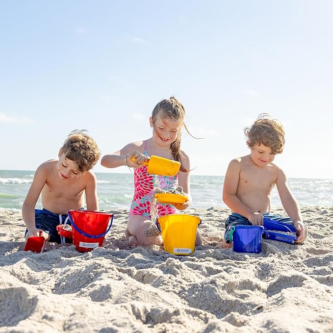 Spielstabil Large Sand Pail Beach Toy - 2.5L German-Made Sand Bucket - Kids Beach Essentials, Toddler Outdoor Toys, & Sandbox Toys - Colors Vary