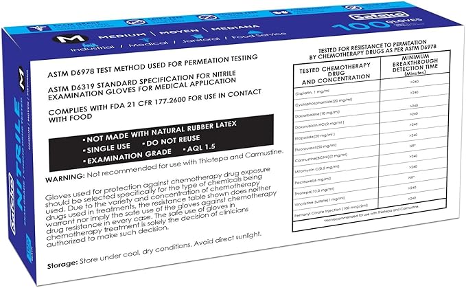 Nitrile Exam Gloves, Latex-Free Powder-Free Non-Sterile Disposable Gloves, For Medical, Cleaning, And Kitchen Prep