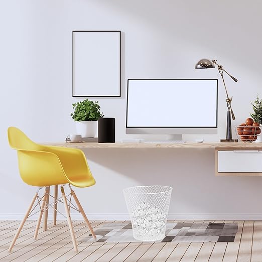 10 Pack Round Waste Basket,White Wire Mesh Desk Metal Trash Garbage Can Wastebasket Recycling Trash Bins Garbage Container for Bedroom Office School Kitchen Home Living Room Bathroom