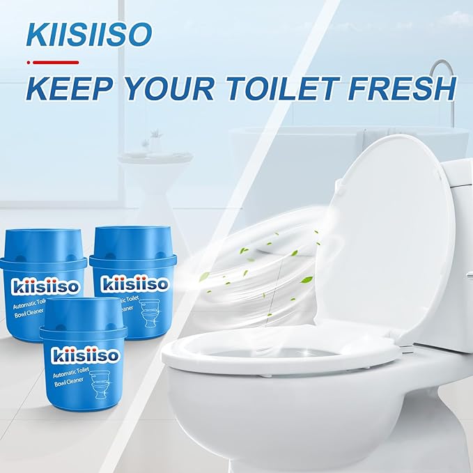 KIISIISO Toilet Bowl Cleaners 6 Bottles, Automatic Long-Lasting Toilet Bowl Cleaner Tablets in Bottle,for About 6 Months' Supply, Blue