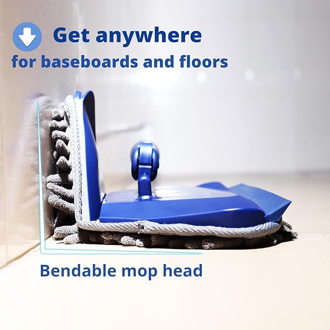 Wall Cleaner Mop with Fan Duster, BAFEZOZE Baseboard Cleaner Tool with Long Handle 82", Floor Cleaner for Mopping Long Dusters for Cleaning, 1 Ceiling Fan Cleaner Duster 4 Replacement Pads