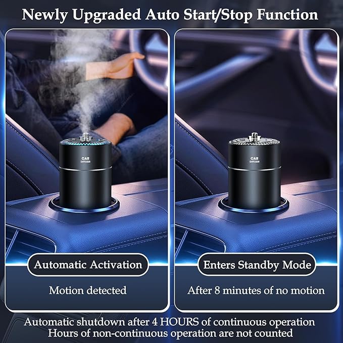 Smart Car Air Freshener Diffuser with 160ml Essential Oils, Smart Auto On/Off Star Projector Car Diffuser for Men/Women, USB-Powered Long Lasting Cars Fresheners|Lavender+Cologne