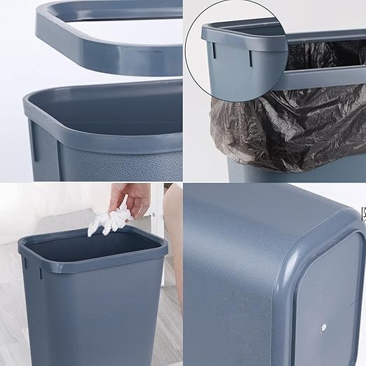 Small Trash Can 4 Pack, 2 Gallon/8 L Blue Grey Garbage Can for Office, Bedroom and Kitchen, Bathroom Trash Can Fits Narrow Space, Plastic Trash Bin Waste Basket