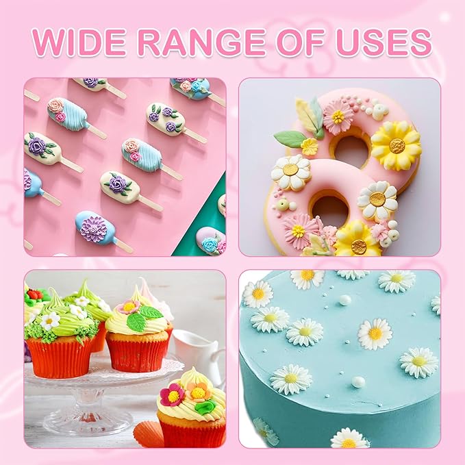 8-Pack Flower Molds Silicone, Fondant Molds, Flower Chocolate Mold, Leaf and Insect Assortment, for Clay Resin, Soap, Ice Cubes, Jelly, Wax, Baking and Cupcake Decoration