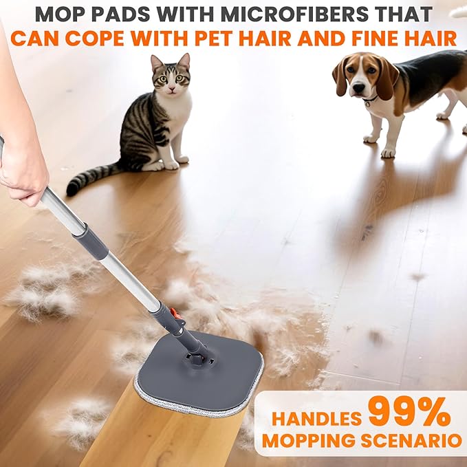 Chabatree Mop and Bucket Set，Spin Mop and Bucket Set with Separate Dirty and Clean Water，6 Replaceable Mop Pads，Deep-Cleaning Mops for Floors, Versatile Mops for Walls