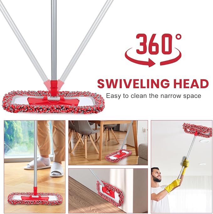 MAVRIZ Dust Mops for Hardwood Floors Cleaning Washable Wet and Dry Mop with 58" Long Handle, Microfiber Mop for Laminate, Vinyl, Wood, Tile Floors