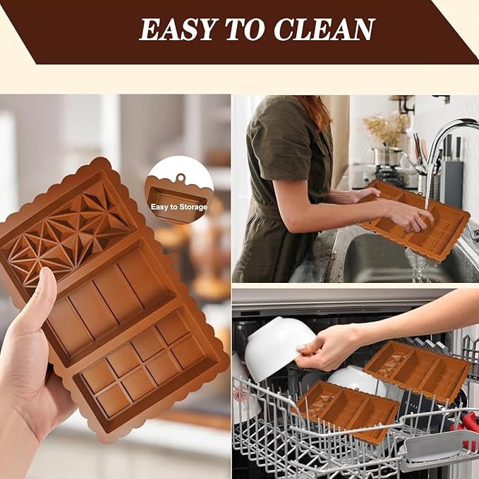 Chocolate Bar Mold - Dubai Chocolate Mold,Food Grade Silicone Chocolate Molds,Non-Stick & Easy to Release Deep Mold for Dubai Pistachio Chocolates, Candy, Snacks, Desserts, Dishwasher Safe