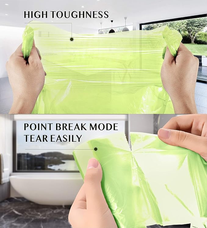 Compostable Trash Bags - FORID 13 Gallon Tall Kitchen Garbage Bags 80 Count Unscented Trash Can Liners 55 Liter Medium Wastebasket Bags for Bathroom Home Bedroom Office Garbage Can (5Rolls/Green)