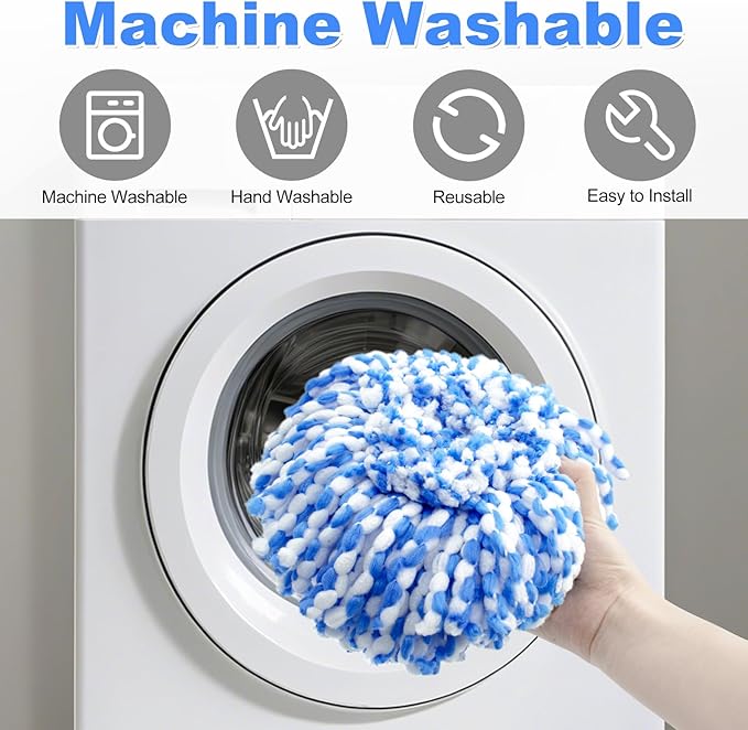 Mop Heads Replacements for Ocedar, 5 Pack Mop Replace Head for Ocedar RinseClean 2-Tank System, Spin Mop Replacement Head with 2 Scrubber Mop Head, Microfiber Mop Refills Deep Cleaning