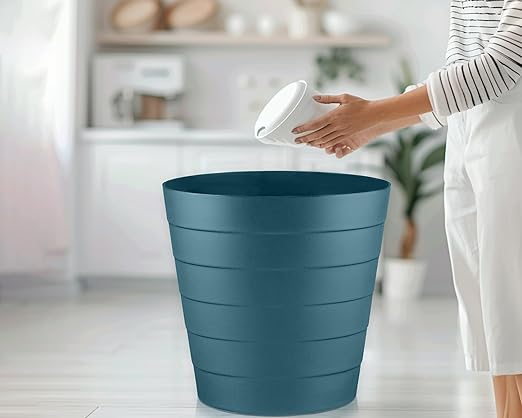 Small Trash Can (1.3 Gallons), Dorm Trash Can, Heavy Duty Dust Bin, Mini Garbage Can for Bedroom (Pack Of 3), Plastic Wastebasket, Bathroom Wastebasket (Blue) Round paper Trashcan, Office Trash Bin