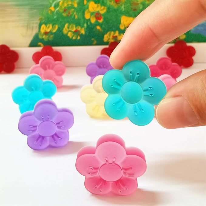 Small Flower Candy Molds Silicone Chocolate Gummy Molds, Blossom Silicone Fondant Cake Mold Mint Molds with Scraper (flower)