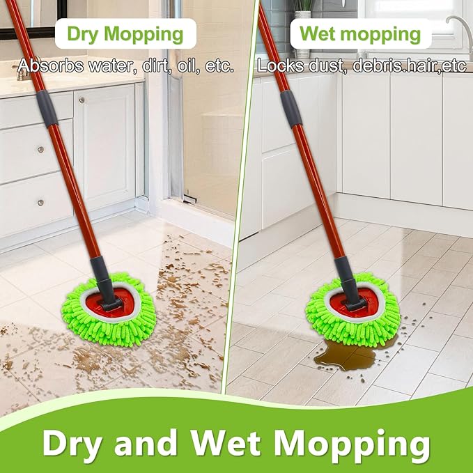Mop Heads Replacements,Mop Replace Heads Compatible with Ocedar RinseClean 2-Tank Spin Mop,Reusable Mop Head for Wet/Dry,3 Pack Chenille&Microfiber Dust Mop Refills for Multi-Surface Floor Cleaning