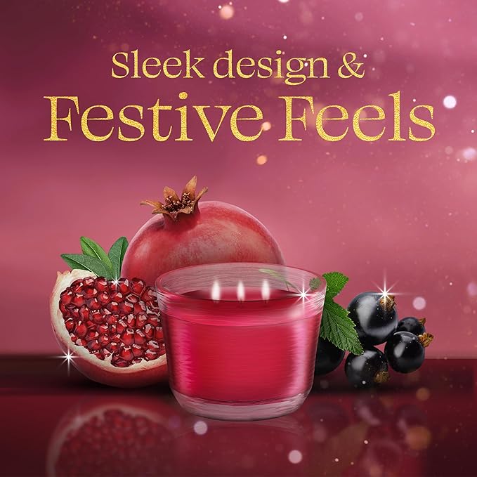Glade 3-Wick Scented Candle Jar, Pomegranate & Currant, Air Freshener Infused with Essential Oils, 6.8 Oz, 3 Count