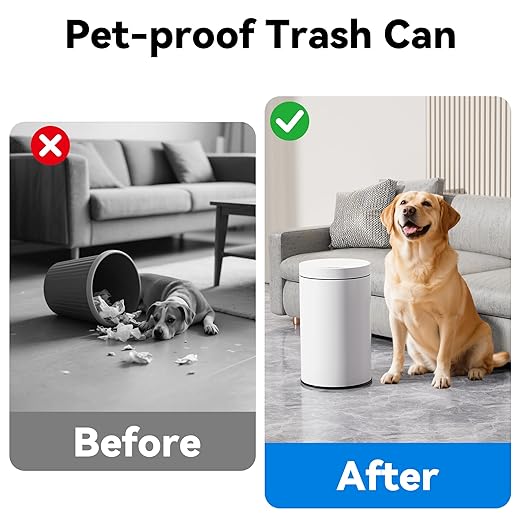 kaylowe Motion Sensor Bathroom Trash Can with Lid 4 Gallon Stainless Steel Garbage Cans Automatic Touchless Garbage Bin for Kitchen, Bedroom, Office, Living Room, White