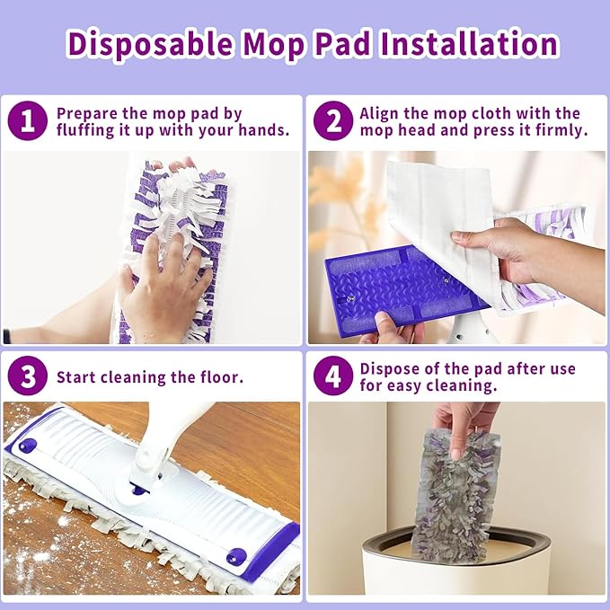 24 Pack Disposable Power Mop Pads Refills Compatible with Swiffer Power Mop, 14-Layer Extra Thick Multi-Surface Floor Cleaning, Wet & Dry Use, Quick Absorbency, No Residue Replacement Pads (24)