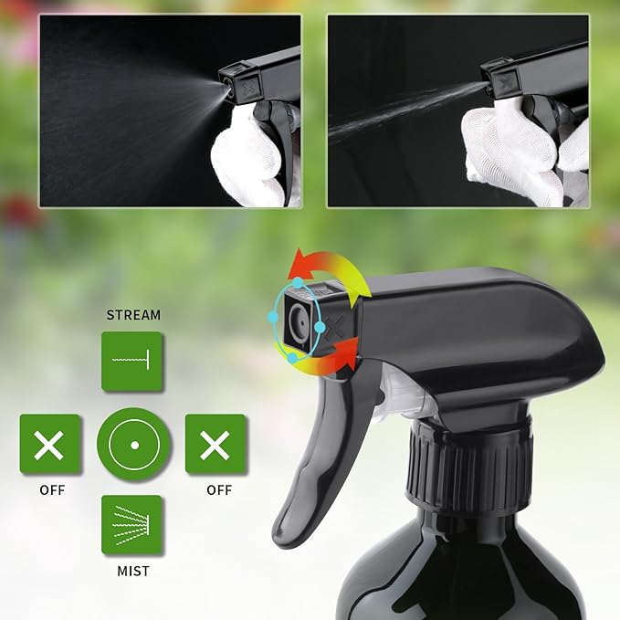 2-Pack Leakproof Spray Bottles (300ml/10oz) - Adjustable Nozzle for Fine Mist & Jet Stream | Premium Refillable Plastic Bottles for Hair Styling, Plant Misting, Cleaning Solutions (Clear)