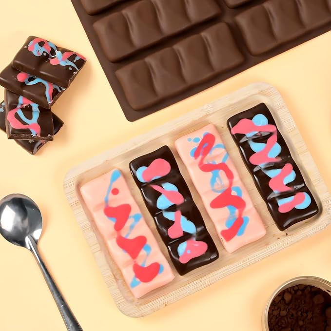 2 Packs Silicone Chocolate Bar Mold, Non Stick Dubai Pistachio Knafeh Chocolate Molds, Break Apart Design 6 Cavities Candy Bar Mold, Dubai Pistachio