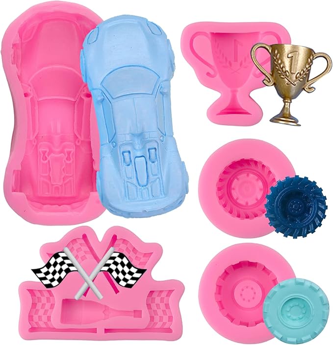 Race Car Silicone Molds - 3D Round Tire Fondant Mold, Truck Wheel Shape, Cake Decorating, Chocolate, DIY Polymer Clay, Gummy, Crafting Projects, Cupcake Topper Decor