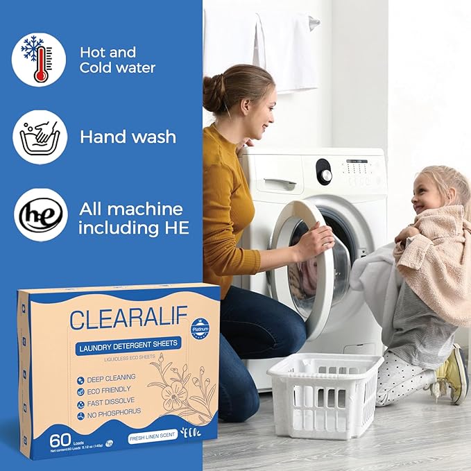 CROS 360 Loads Laundry Detergent Sheets Linen Scent, for Travel, Home, Apartment, Dorm, Laundry Detergent Strips Eco Friendly, Hypoallergenic, Liquidless Washing Supplies