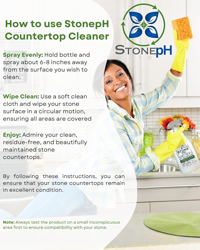 Countertop Cleaner Neutral Kitchen & Home Cleaning Surfaces: Safe, Green, Spray, Marble, Granite, Quartz, Travertine, Non Abrasive & Non Toxic, Biodegradable, Lemon, (25 fl. Oz)